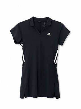 adidas Black Polo Tennis Dress with White Logo Emblem